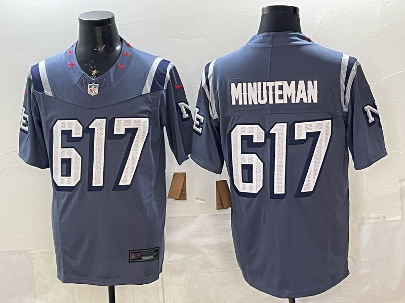 Men 2026 New England Patriots 617 Minuteman blue 5th generation Throwback Nike Limited NFL Jersey style 002
